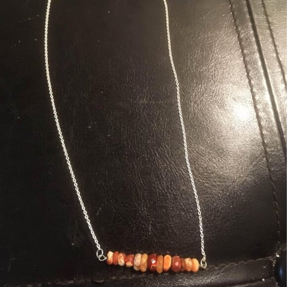 Handmade Mexican fire opal silver necklace - Picture 2 of 3